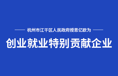 杭州市江干区人民政府授予凯发K8国际官网入口,凯发k8国际官网登录,凯发平台k8“创业就业特别贡献企业”荣誉称号